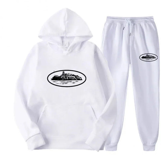 NICE Loose Unisex Fleece-lined Printed Sweatshirt Hoodie Set Devil Prisoner Pattern Eco-Friendly Soft Comfortable Casual Wear
