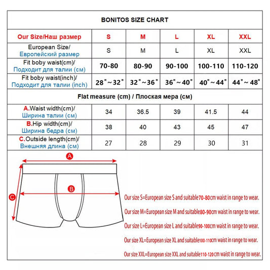 5 Pieces Print Cotton Men Underpants BONITOS Boxer Briefs Letter Elastic Waistband Underwear Mens Boxers Classic Men's Panties