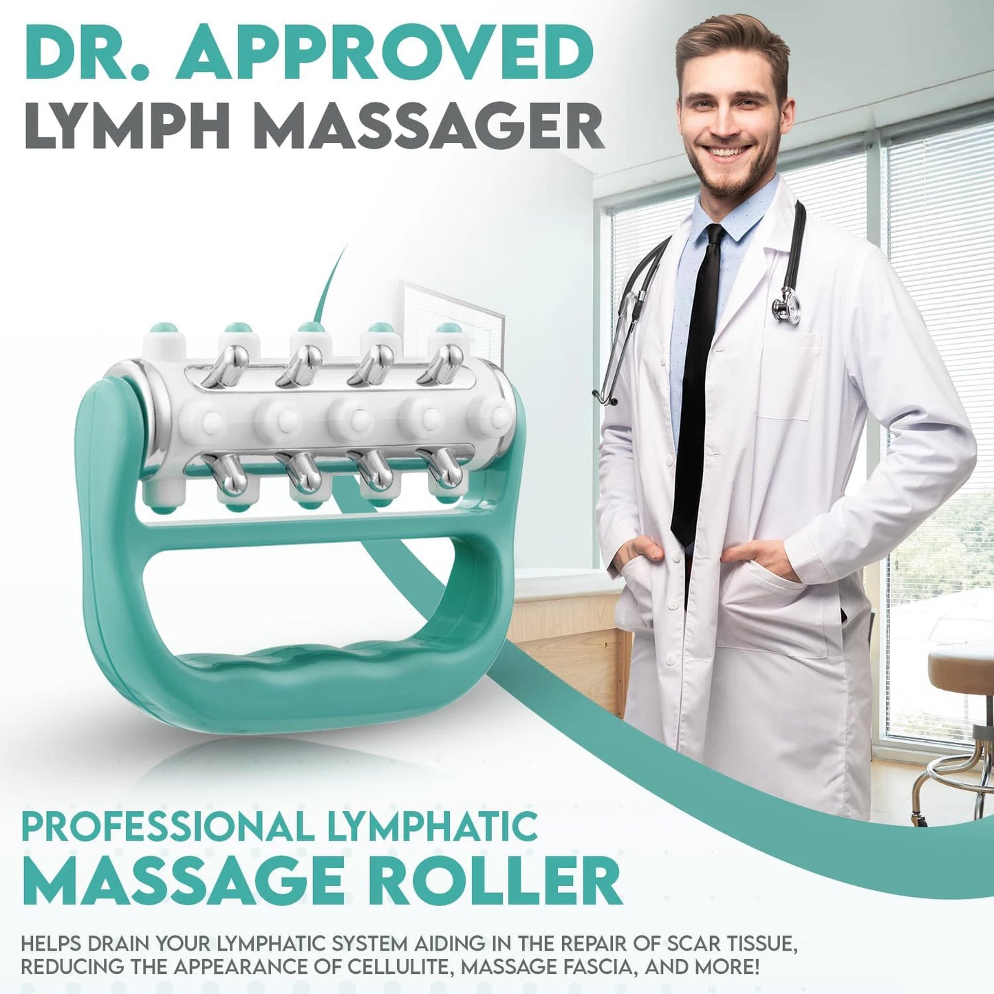 1PCS Lymphatic Drainage Massager Fascia Release & Scar Tissue Mini Massage Roller Deep Tissue for Shoulder Neck Thigh Leg & Back