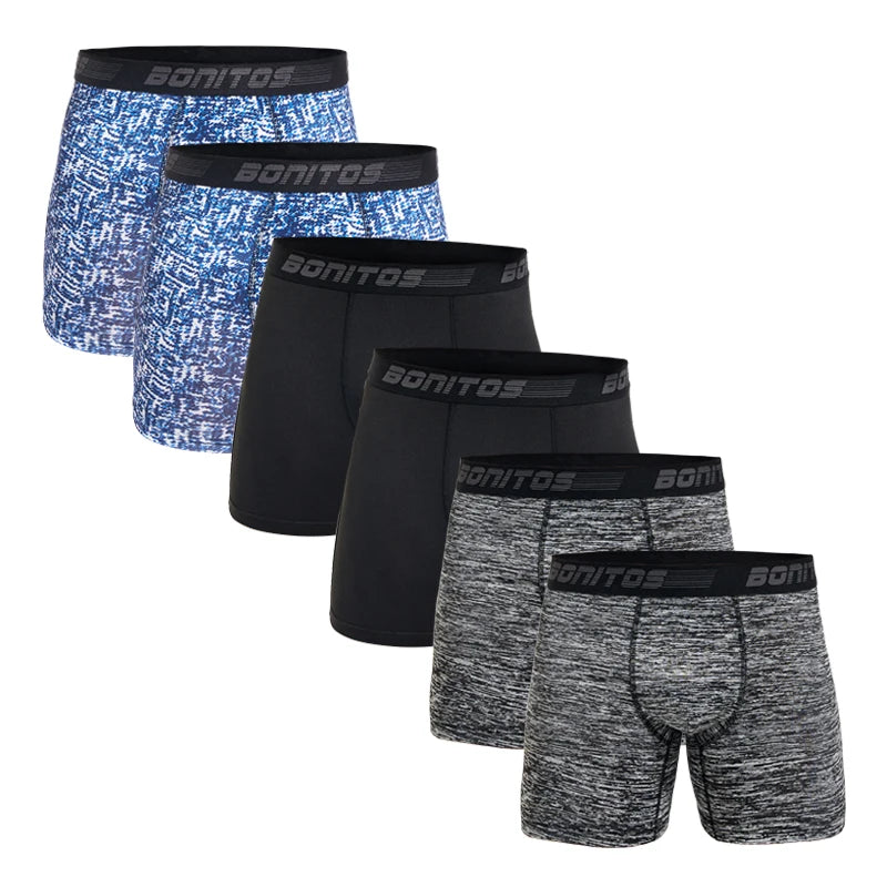 6Pcs/Pack Men's Boxer Briefs Plus Size Boxers Man Underwear Polyester Panties For Men Underpants Alphabet Elastic Webbing Shorts