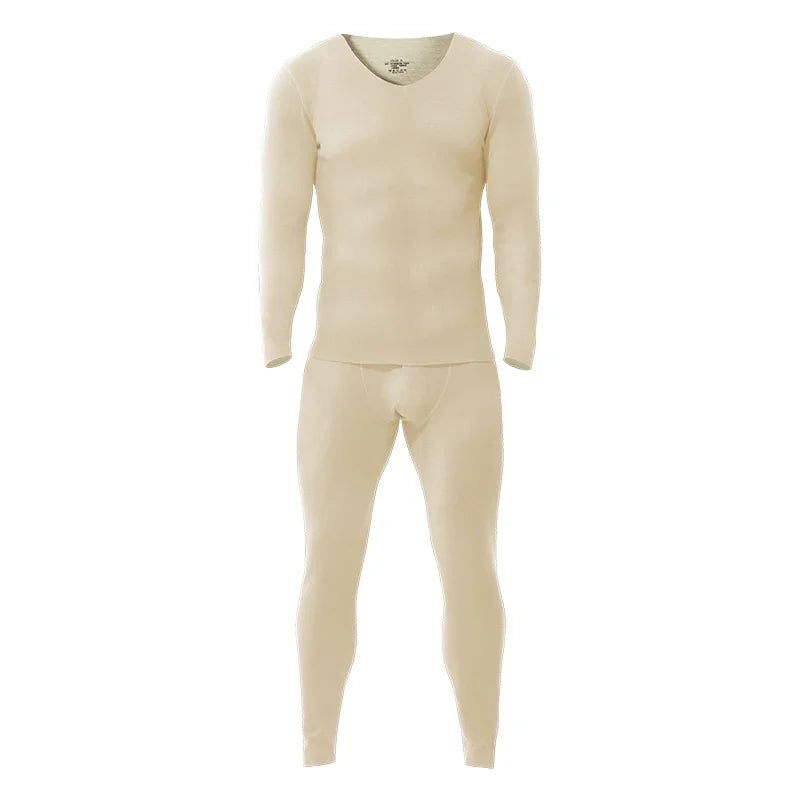 Traceless thermal underwear men's suit v-neck thickened and velvet winter cold-proof tight wool bottomed long johns