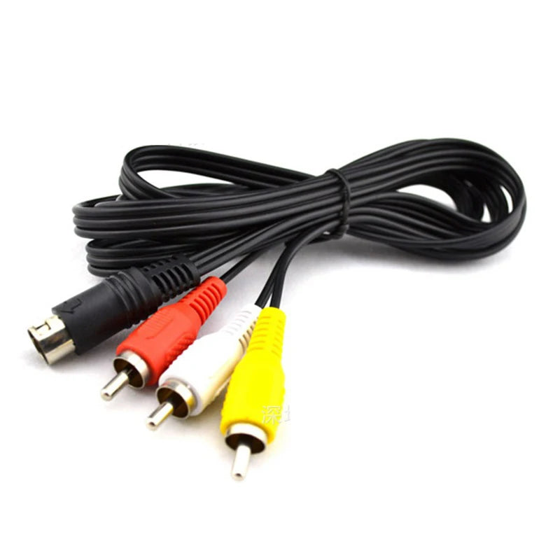 1.8m AV Cable for SEGA Genesis II III/MD 2/3 Wire Audio Video 3RCA to 9pin Cable for Mega Drive Extension Cord