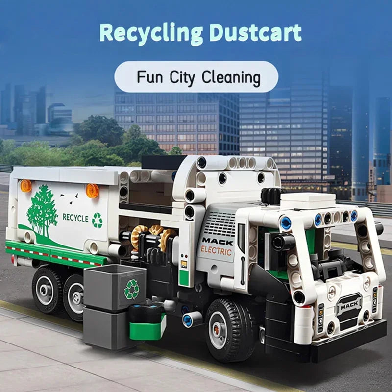 2026 Sanitation Truck Series Garbage Sanitation Truck Children's puzzle technical Toys Creative Building Blocks For Kids Gifts