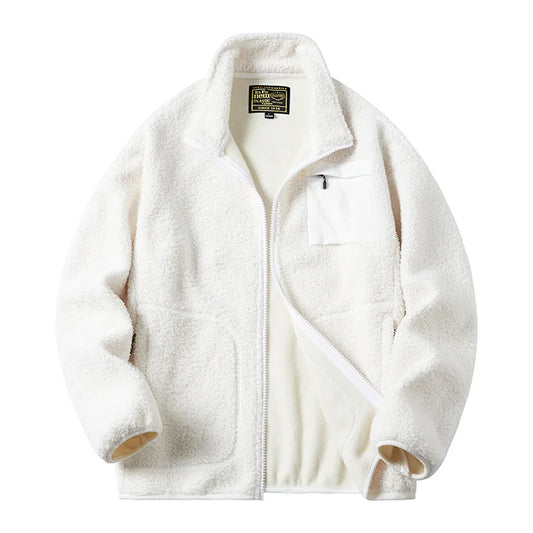 2024 Fashion Fleece Jackets Man Trendy Lamb Wool Coats Outdoor Sports Thick Warm Casual Streetwear Coats Windproof Jacket Male