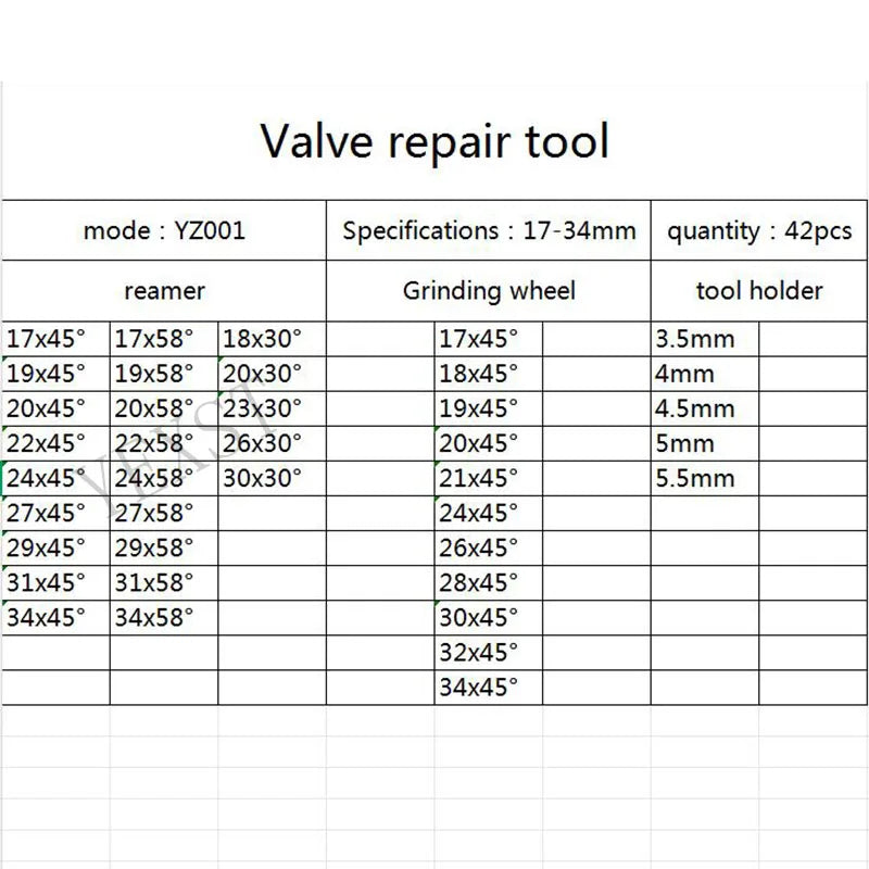Automotive Valve Seat Reamer Set 17mm-34mm High Quality Valve Seat Repair Tool Grinding Wheel Motorcycle Valve Seat Tool