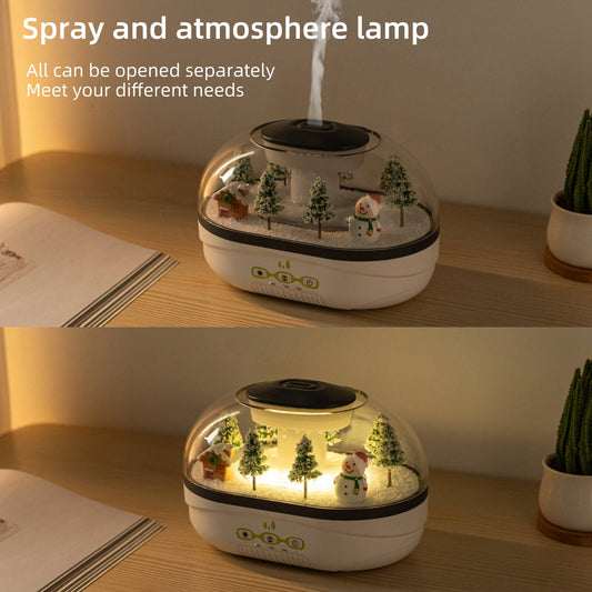 Simulated Snowpile Air Humidifier, Snowman Aroma Diffuser, Home Decoration, Creative Snow Landscape.Ideal for Bedroom, Office,Yo