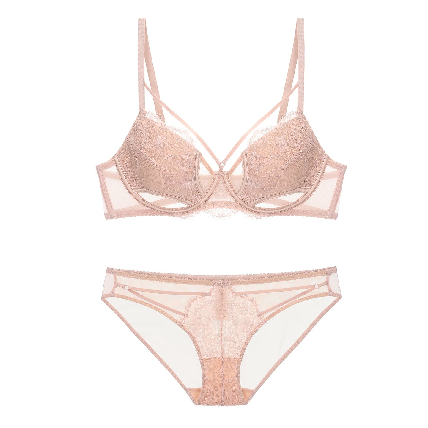 French Inspired Minimizer Bra Plus Size, Anti Sagging Lace Bralette, Sheer Sexy Tuhsy Lingerie Set Wireless Comfort Fall Winter