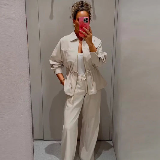 Autumn Pants Sets Women's 2025 New Fashion Loose Elegant Warm Women's Sets Chic Street Travel Holiday Autumn 2-piece Suits