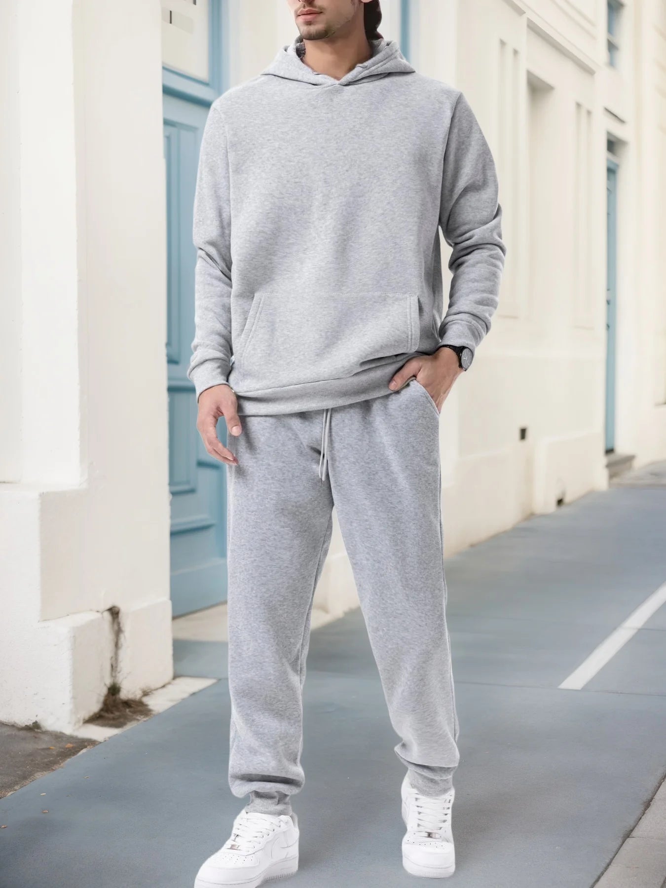 2025 Men's Autumn and Winter New Solid Color Hoodie+pants Two-piece Set Fashionable Casual Sports Set Size S-3XL Men's Tracksuit