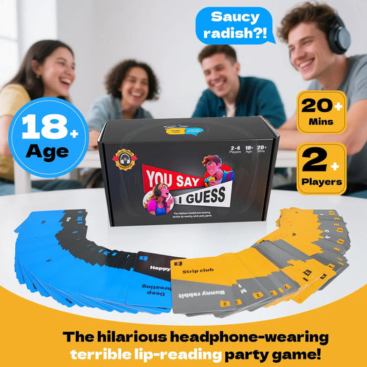 Adult Lip Reading Game with Headphones, Fun Group Party Game, 18+, English Version, Interactive Friends Gathering Entertainment.