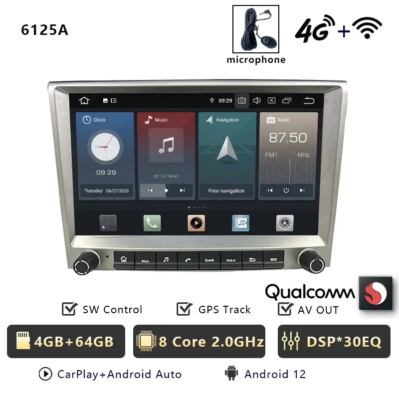 CHSTEK Car Radio Wireless Carplay Qualcomm for Porsche 911 997 Boxster Cayman 987 Auto Android 13 Multimedia Player Navigation