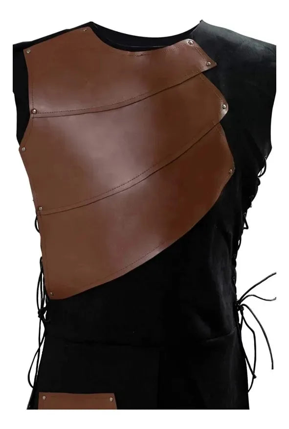 Faux Leather Renaissance Vest Medieval Sleeveless Jacket for Men