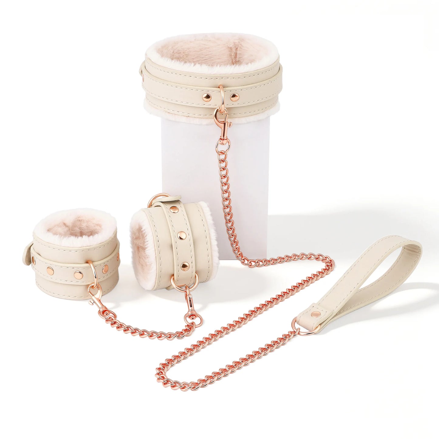 White PU Leather Sex Handcuffs Ankle Cuffs And Collar Bdsm Bondage Set Sex Toys for Couples Womens Erotic Accessories Products 