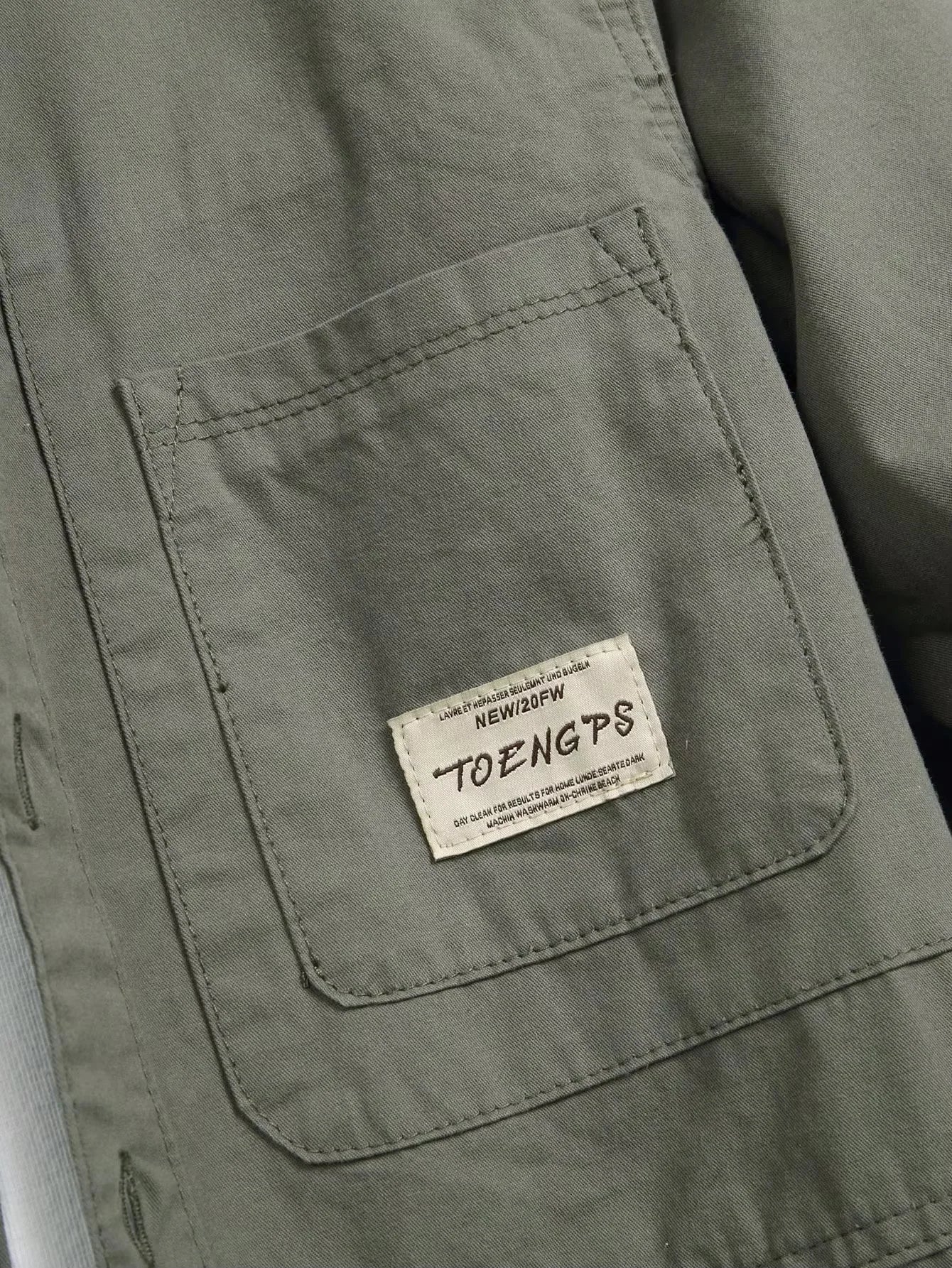 Men's Vintage Army Green Casual Denim Shirt, 100% Cotton Long Sleeve Lapel Work Shirt with Pockets