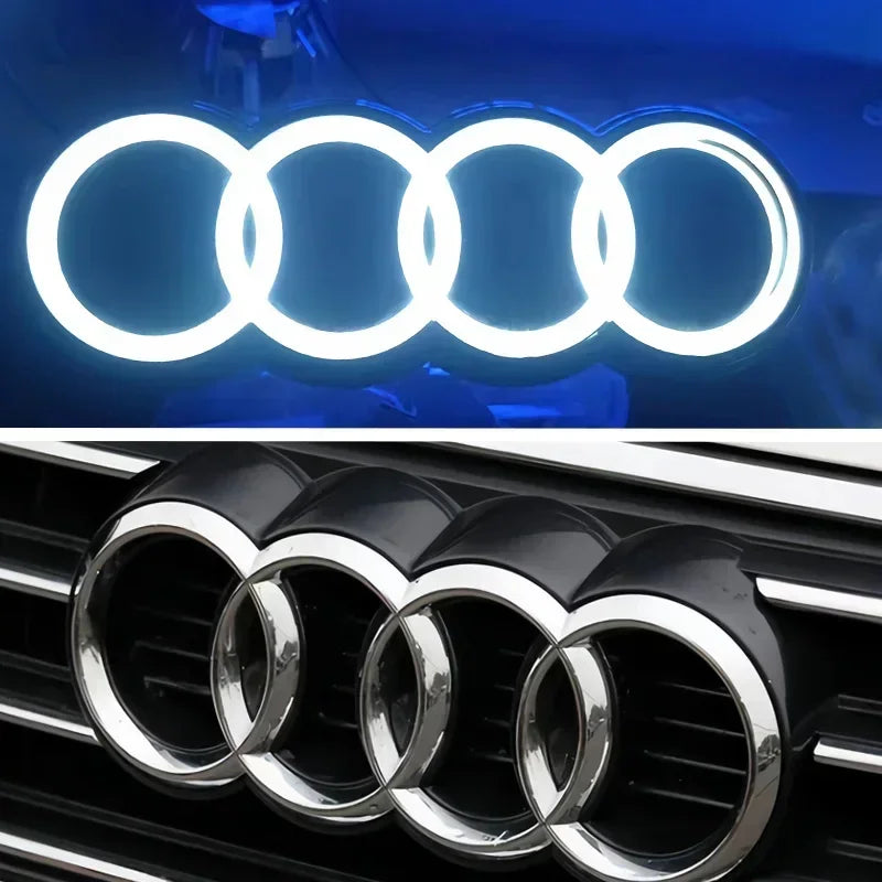 Audi 4-ring logo LED dynamic light front grille lamp Audi A3A4A5A6A7A8S3 S4 S5 S6 S7 Q3 Q5 Q7 black and silver.Quick delivery