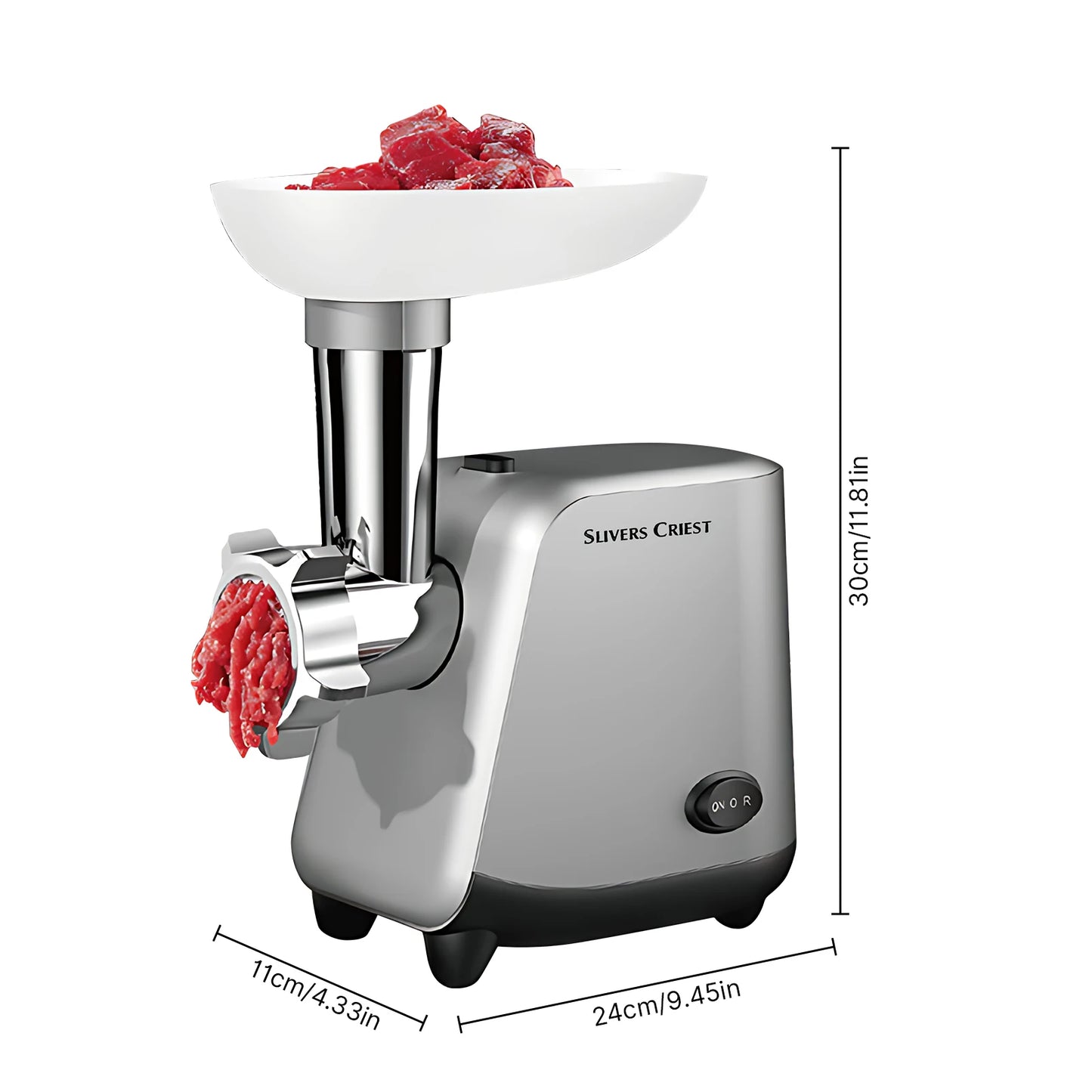 SLIVERS CRIEST Electric Meat Grinder Machine 800W Meat Chopper One Button Operation Food Grade Aluminum Alloy with Sausage