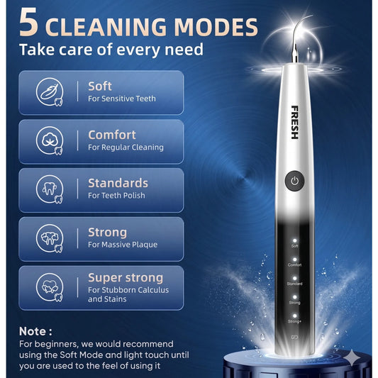 Ultrasonic Tooth Cleaner Electric Dental Scaler for Teeth Tartar Remover Calculus Plaque Cleaner 5 Modes IPX6 Oral Hygiene Kit