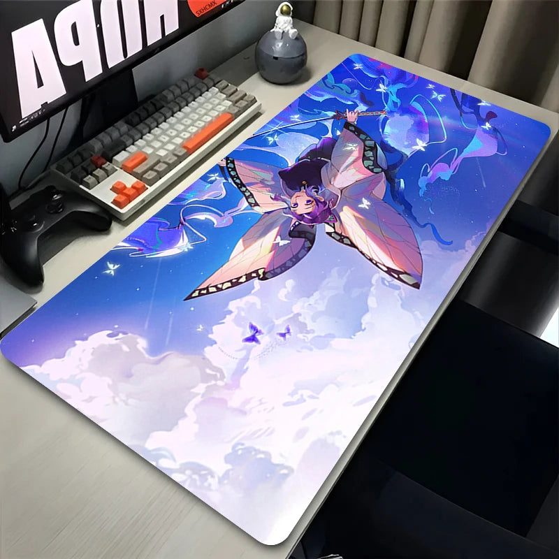 Mouse Pad XXL PC Purple Flower D-demon Slayer Desk Mat New Kochou Shinobu Mousepad Laptop Anime Girl Gamer Cabinet Keyboard Rug