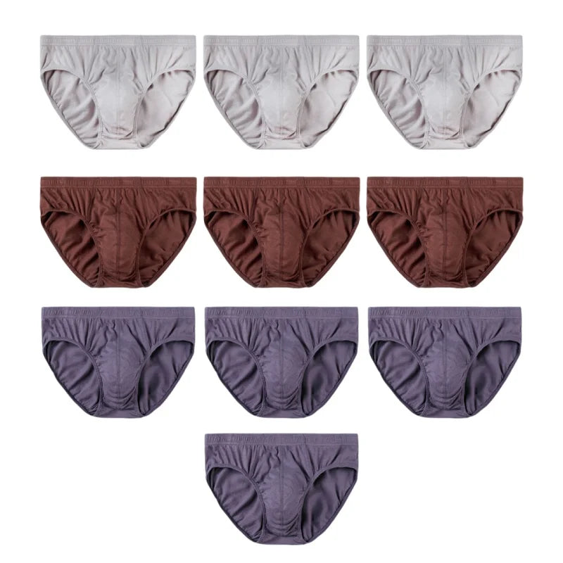 10Pcs/Lot Men's Plus Size 100% Cotton Briefs Loose Breathable Comfortable Mid-Rise Underwear XL-5XL Lingerie Underpants