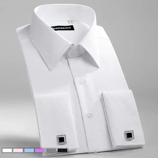 French Cufflinks Shirt, Men's Long Sleeve, Four Seasons Gentlemen's Shirt, One Piece, Multi color, Business Casual Shirt
