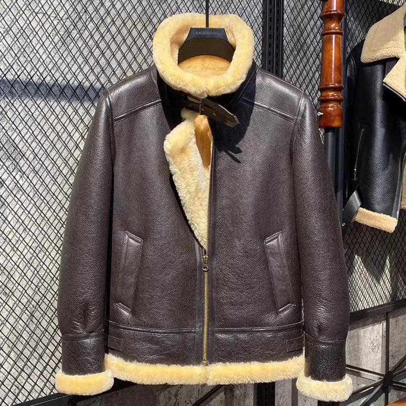 AYUNSUE Natural Real Sheepskin Fur Coat 2024 Winter Jacket Mens Fur Jackets Coats Fashion Genuine Leather Jacket Men Clothing