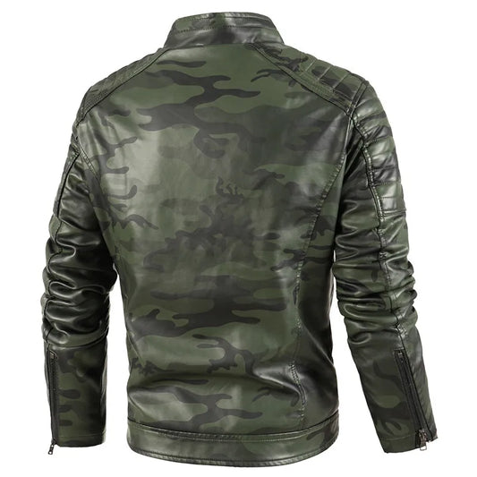 Maxulla Autumn Winter Men Stand Collar Leather Coat Outdoor Windproof Warm PU Coat Fashion Slim Motorcycle Wear Men's Clothing