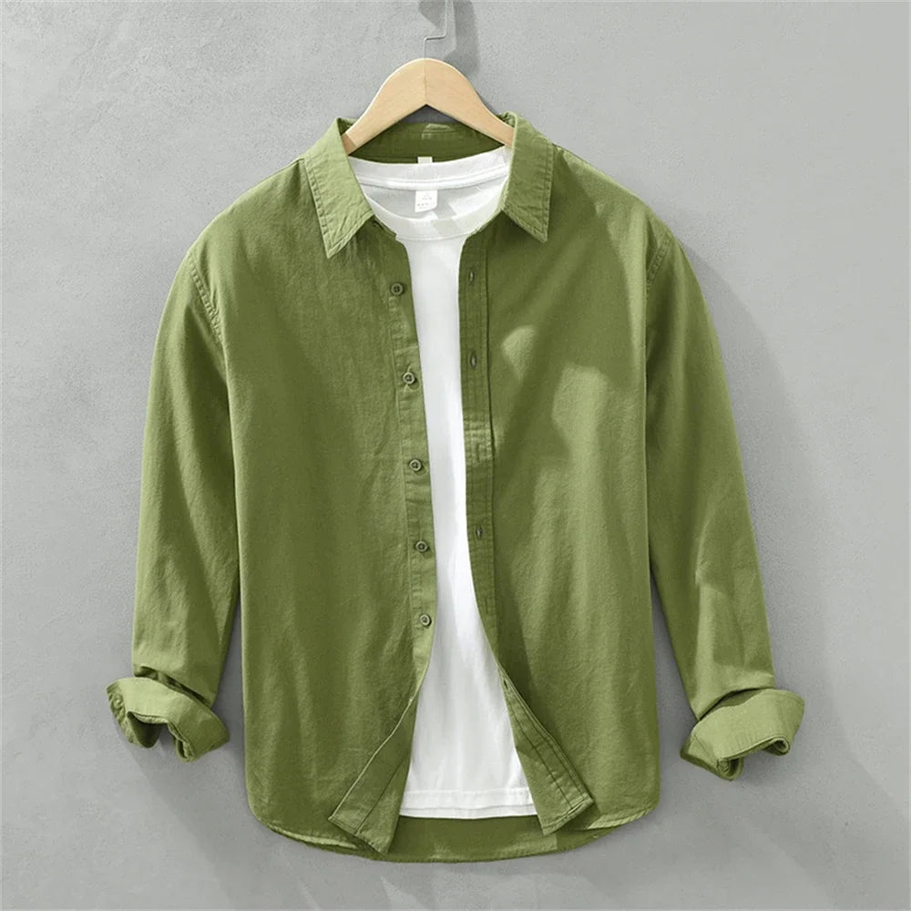 Mens long sleeve regular shirt Multi-color cotton plain shirt for Young men work tops Autumn men's clothing loose casual shirts
