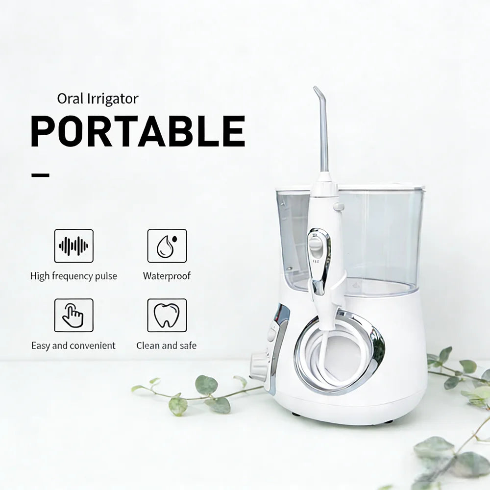 10 Modes Electric Dental Water Pick 800ML Countertop Oral Irrigator Home Use Teeth Cleaner with 5 Multi-Purpose Nozzles