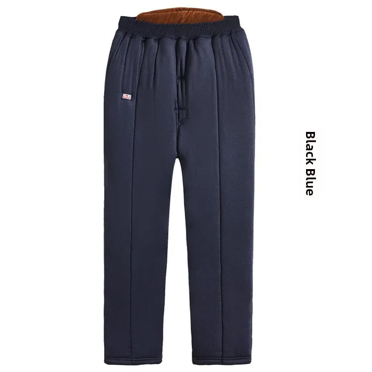 Thickened Cotton Pants for Middle-Aged And Elderly Men Winter Warm High-Waist Fleece-Lined Dad Pants Cold-Resistant Camel Cot...