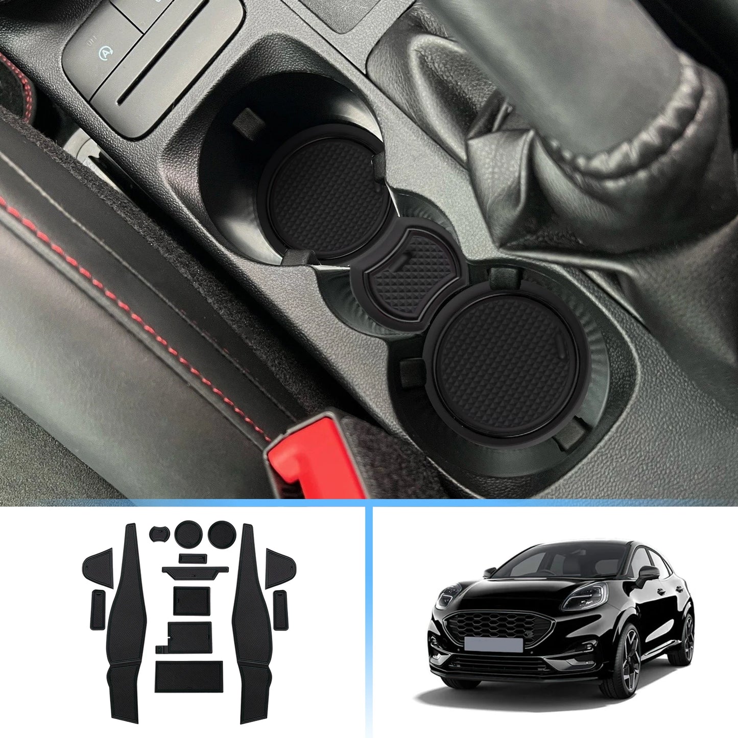 RUIYA for Ford Puma MK2 Puma II 2020-2024 Car Door Groove Mat Ford Puma Anti-slip Slot Pad Auto 2024 Ford Puma MK2 Accessories