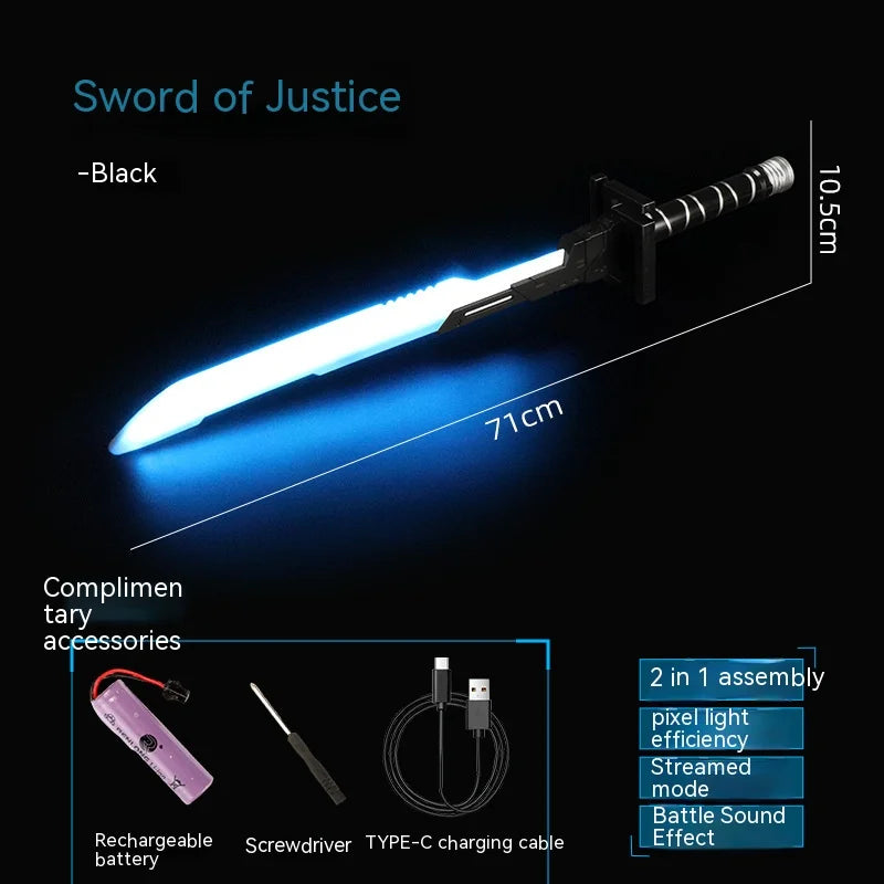 Cyberpunk 71cm Electronic Toy Luminous 2 in 1 Lightsaber Cosplay with Sound Effects Colorful Lights Electric Toy for Kid Adult