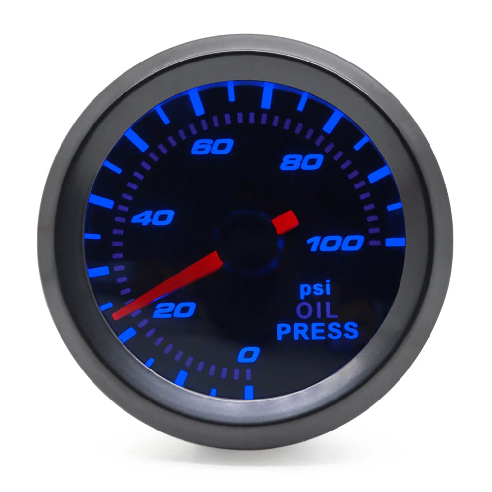 52mm Boost/Vacuum/Water Temp/Oil Temp/Oil Press/Voltage/Tachometer/Air Fuel Ratio/EGT Gauge Analog Blue Led+ 52MM Gauge Pods
