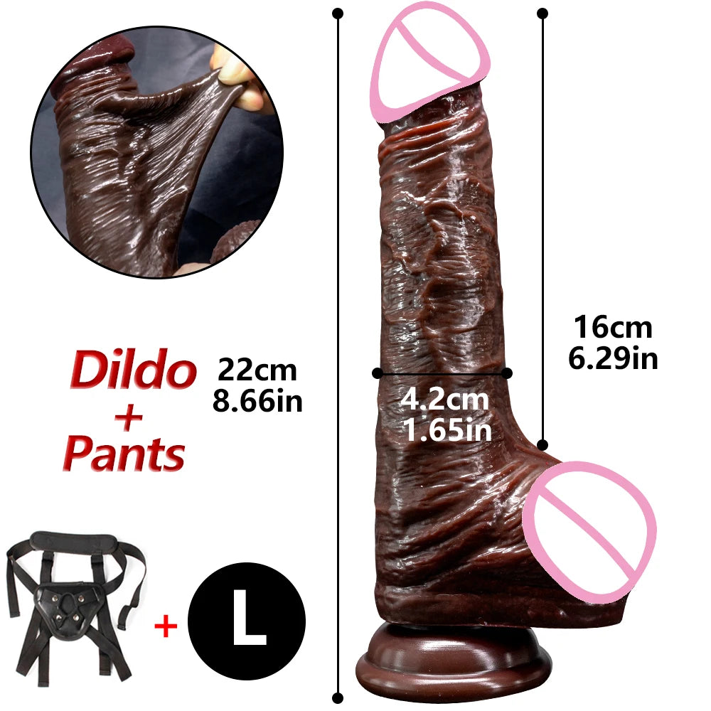Sliding Foreskin G Spot Stimulate Realistic Simulation Dildo Soft Silicone Penis Huge Dick Suction Cup Sex Toy For Women Men