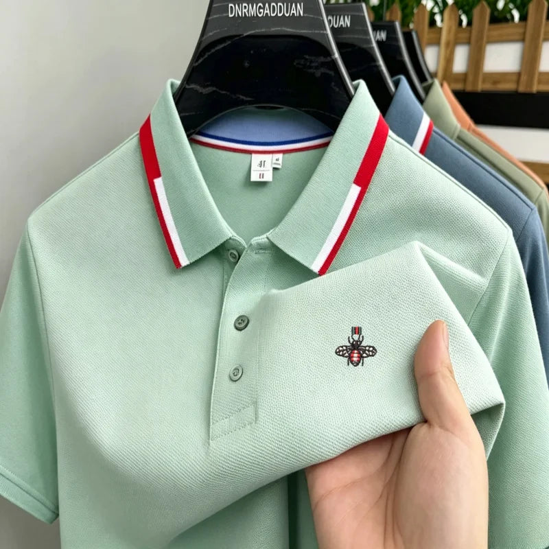 Summer New Designer Brand Exquisite Embroidery Breathable Men's Polo Shirt With Loose Casual Short-Sleeved T-Shirt and Collar