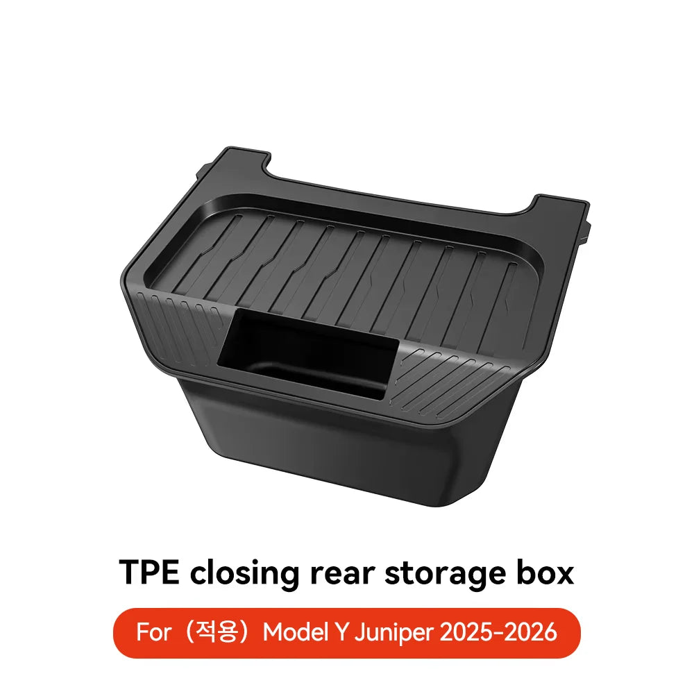 YZ For Tesla Model 3 Higland Y Juniper 2026 Rear Trash Can Storage Box With Cover Car Speical Organizer Umbrella Box Accessories