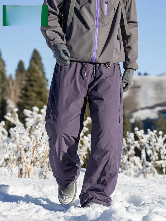Thickened down Trousers for Men And Women Warmth Outdoor Casual Straight Leg Long Pants Duck Feather Filling Winter Fashion