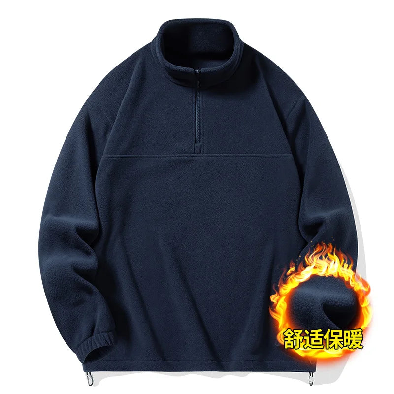 2025 New Style Stand Collar Sweater Half Zipper Pullover Long Sleeve Polar Fleece Men's Autumn And Winter Thick Base Warm