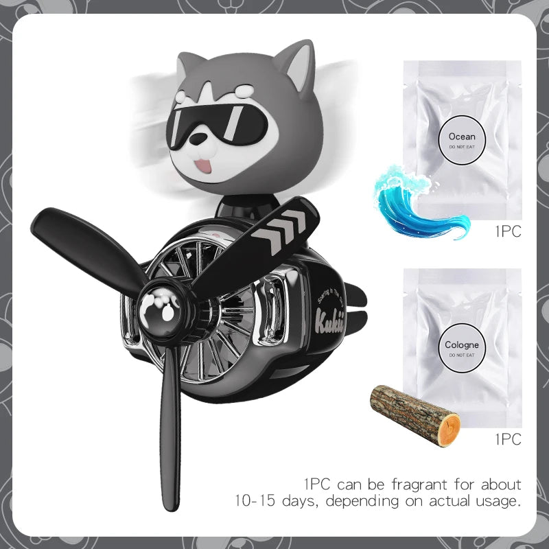 Rotating propeller plane pilot bear car air freshener accessories decoration vent outlet perfume fragrance diffuser ornament men