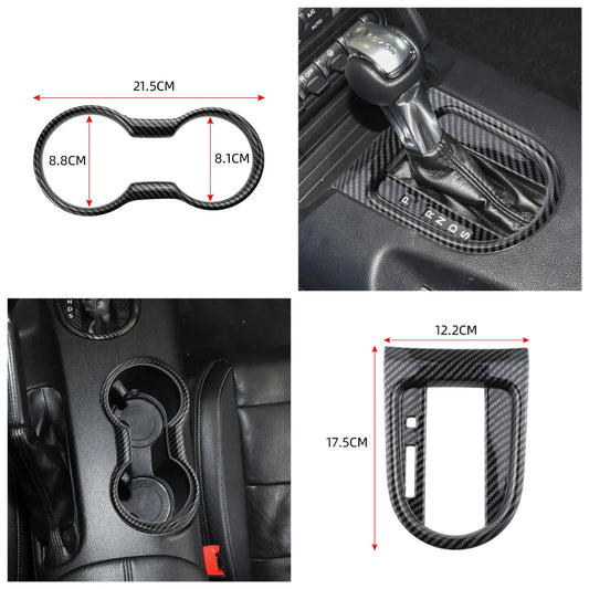 Car Front Water Cup Holder Gear Shift Decoration Cover for Ford Mustang 2015 2016 2017 2018 - 2023 AT LHD Interior Accessories