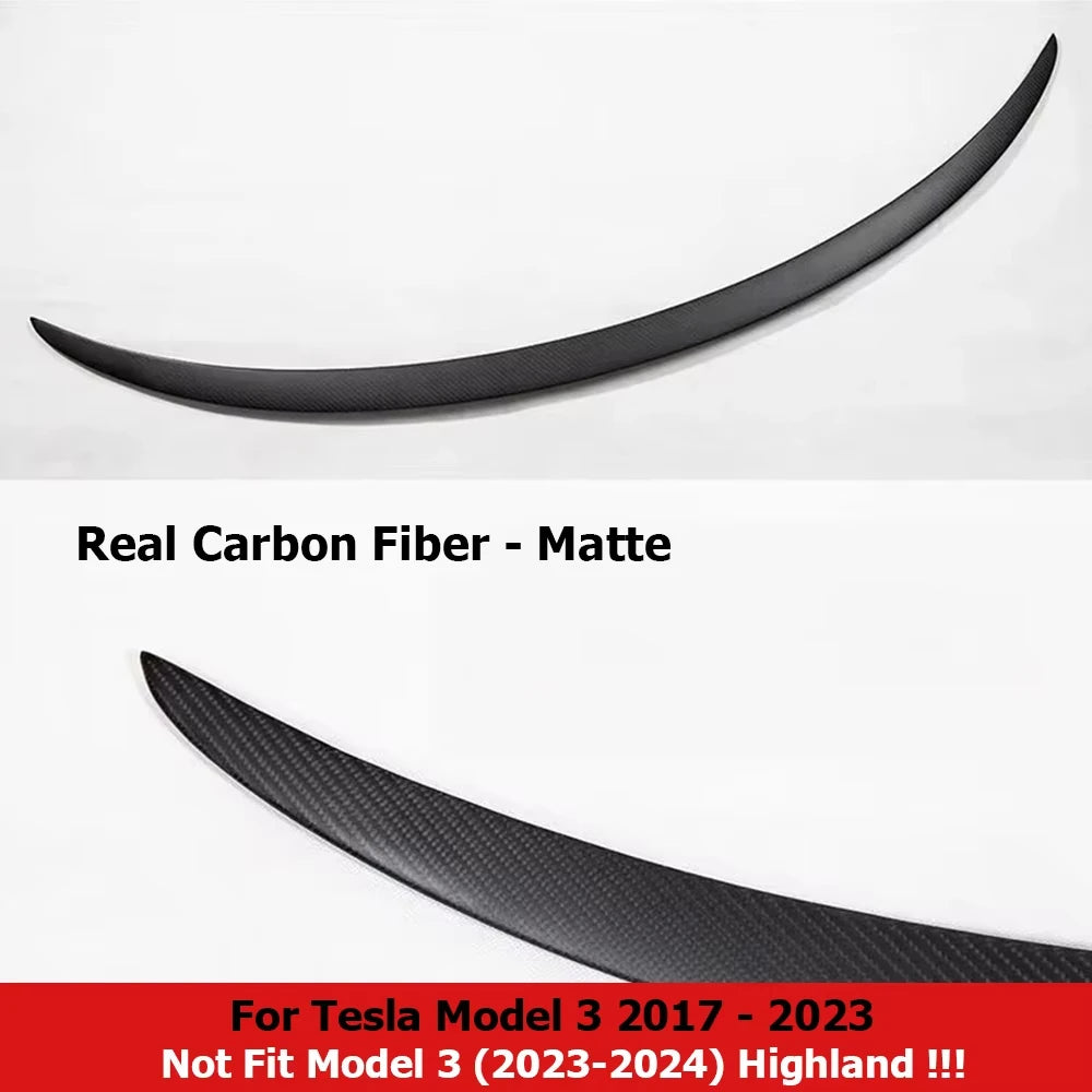 Real Carbon Fiber Spoiler For Tesla Model Y 2024 Trunk Spoilers Model 3 Highland Rear Door Tail Trunk Wings Car Accessories