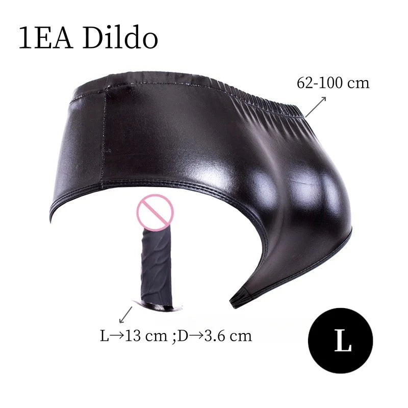 Erotic Bondage Harness Panties with No Vibration Silicone Dildo Vaginal Anal Plug for Women Intimate Strap-on Chastity Pants