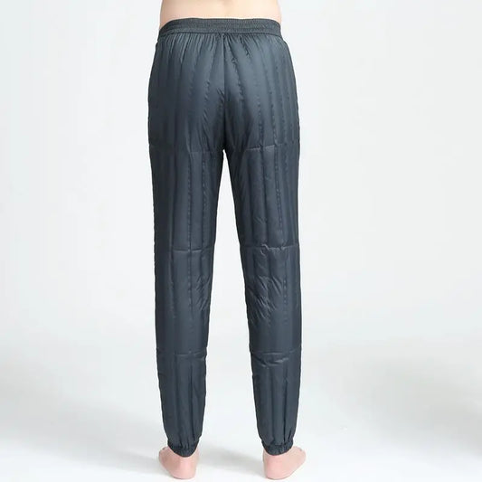 Men's down Pants Duck down Thermal Inner Winter Cold Resistance Thick Long Trousers Business Gentleman Style Long Pants