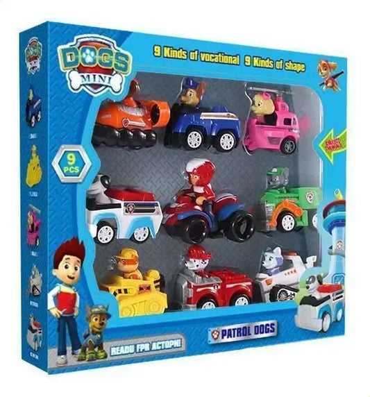 Paw Patrol Set of 9 Friction Cars with Removable Figures New Product Paw Patrol - 9 Friction Cars with Characters