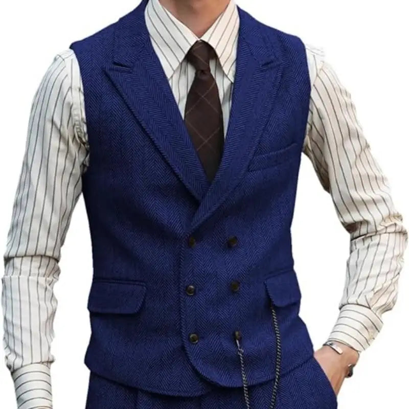 Men Vest Brown Suede Leather Gentleman Business Waistcoat Vintage Regular Slim Autumn Winter Banquet Men's Suit Vest