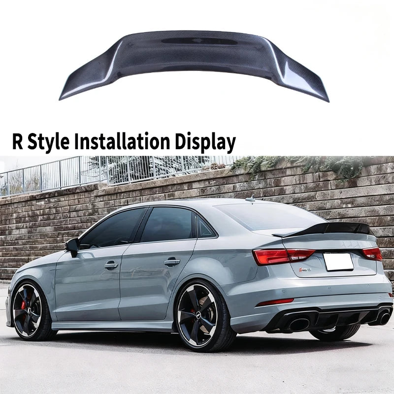 For Audi A3 S3 RS3 8V 2013-2020 Rear Trunk Wing Carbon Fiber M4/PSM/R/V/HK Style Spoiler Tail Fin Guard Board Kits Accessories