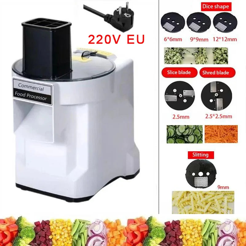 Commercial Dicing Machine K8600 White 3-in-1 Multi-Function Electric Cutter Strips Shreds Slices Dice Radish Potato Vegetables