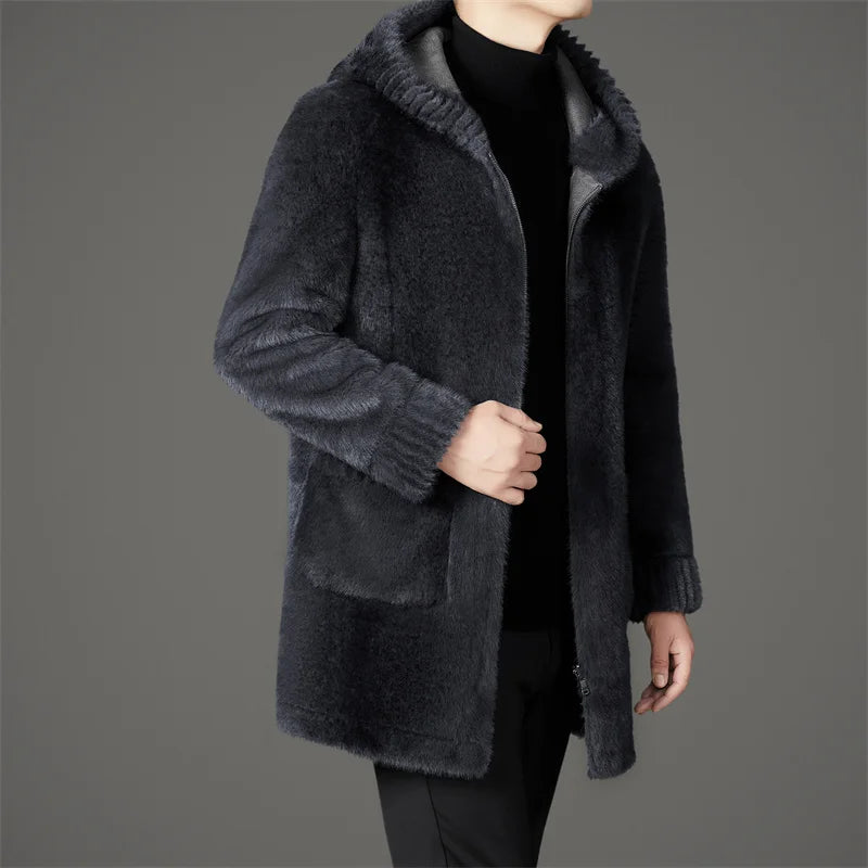 Casual Slim Solid Woolen Coat High Qualit winter jacket men fashion Woolen Coat Men's Casual Wool hooded trench coat Men Jacket