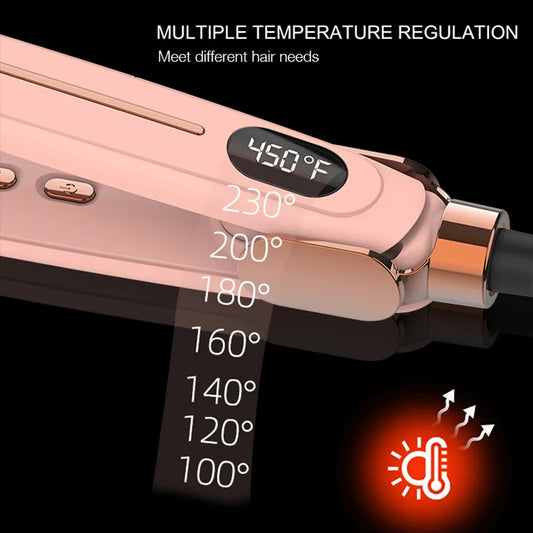 2-in-1-Flat Hair Straightener & Curling Iron, Infrared Ion Reduces Frizz, Suitable for Straight Hair, Curly Hair, Gifts