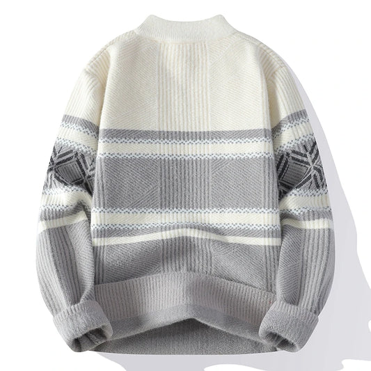 Men's Fashion stripe pattern Sweaters 2024 Autumn/Winter Loose Knittwear Men sweater youth Thick Warm wool pullovers M-4XL 
