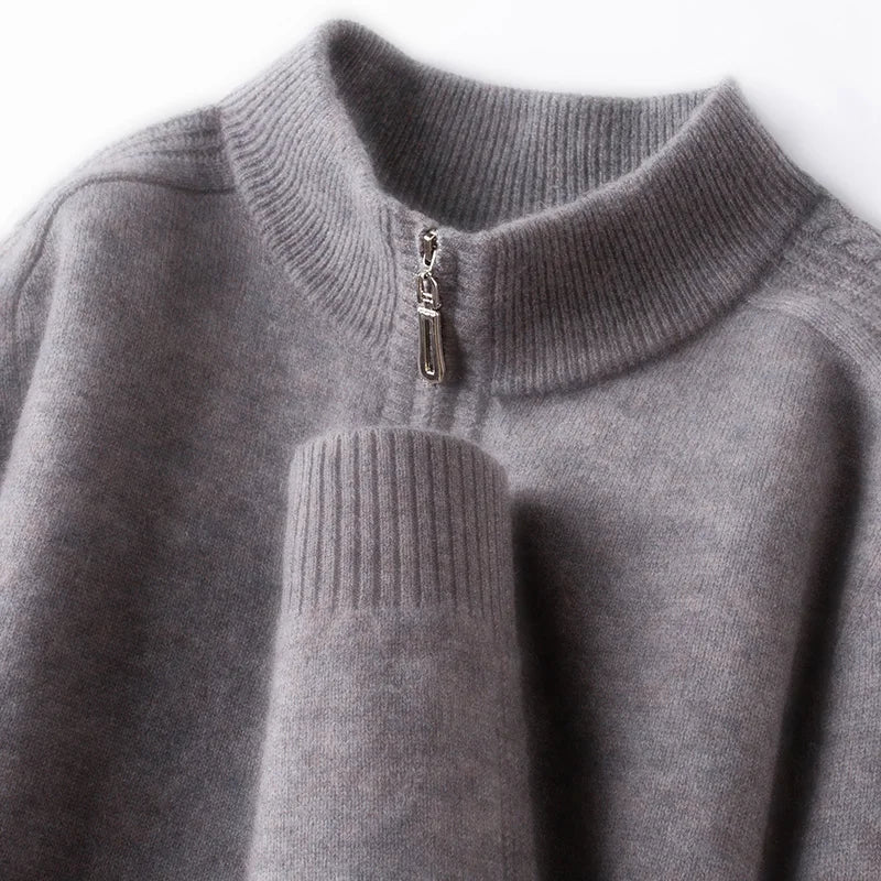 100% Virgin Wool Sweater Men's, 410g High-Neck Knit, Old Money Style, 4 Sizes Available High Quality Warmth